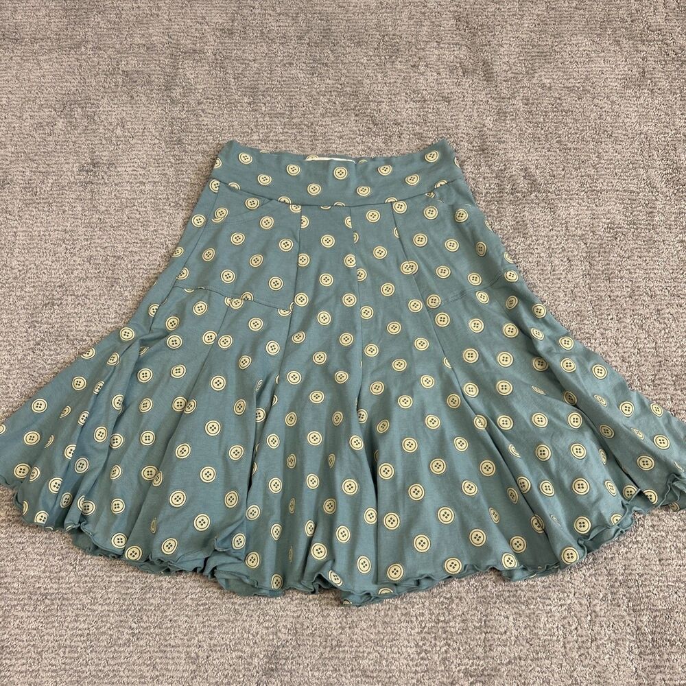Effie's Heart Skirt Womens Large Mint Green Buttons Trumpet Stretch Pockets